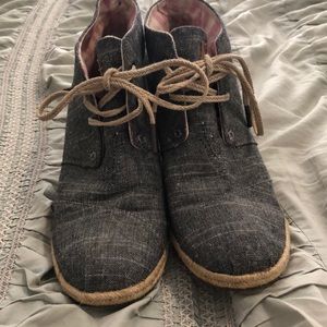 Toms Chambray Wedge Bootie